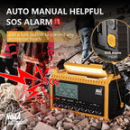 Emergency Radio12000mAh, Weather Radio 6 Ways Powered, Solar Hand Crank Radio Flashlight Cell Phone Charger, AUTO NOAA AM/FM/SW Portable Radio Rechargeable, Reading Lamp, SOS Alarm for Emergencies