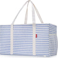 LHZK 2 Pack Extra Large Utility Tote Bag with Metal Wire Frame and the Sides Rinforced, Extra Large Tote Bag with Handle for Pool Beach Laundry Storage (Blue)