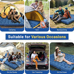 Double Sleeping Pad, 6" Extra Thick Portable Camping Sleeping Pad with Pillows & Built-in Foot Pump, Ultralight Camping Mat for Backpacking, Hiking, Traveling, Tent, Car Camp Gear