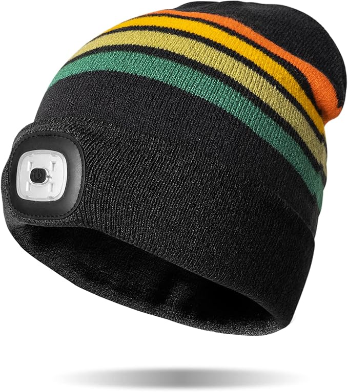 Classic Rechargeable LED Warm Knit Beanie Head Light Hat Headlamp for Outdoor Activities