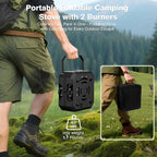 Camping Stove Portable Propane Camp Stove with Independently Adjustable Heat & Carry Bag, Foldable Gas Stove with 2 Burners for Outdoor Cooking,Tailgating & Backyard Gathering,BBQ (Black)