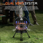 14-Inch Portable Barbecue Grill,Outdoor Small Grill with Dual Venting System and Warming Rack for Picnic, Camping, Backyard,Black