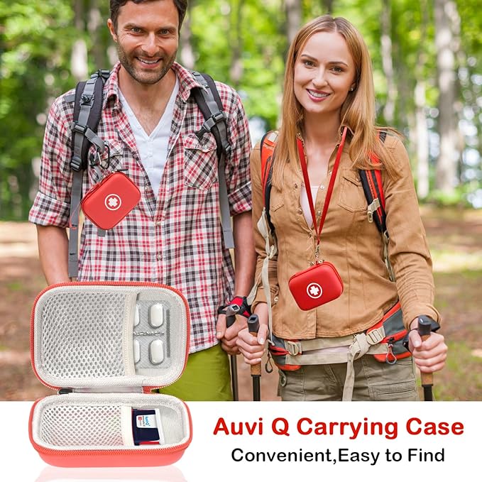 Fukumi Auvi Q Carrying Case,Portable Medicine Emergency Bag for 2 Auvi-Q Auto Injectors,Asthma Inhaler,Nasal Spray,Allergy Medicine,First Aid,Hard Travel Case with Carabiner and Lanyard,Bag Only