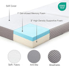 Kingfun Foldable Mattress 4 Inch Folding Mattress Tri-fold Gel Memory Foam Breathable with Storage Bag, Portable Floor Guest Bed Soft for Sleeping Camping, Gray, Twin XL Size