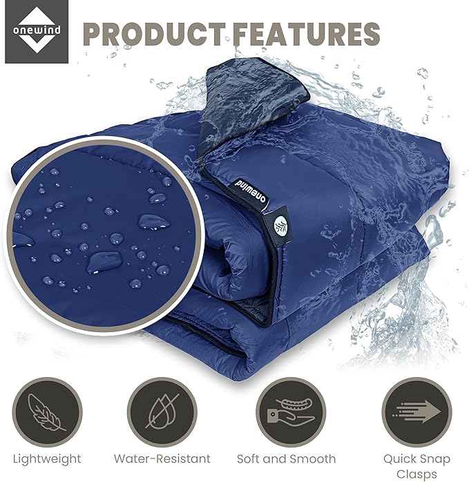 onewind Camping Blanket, Recycled Nylon Fabric Dupont Sorona Fillings, Warm, Puffy, Breathable, Windproof, Packable, Lightweight Camping Quilt for Outdoor Hiking Backpacking Travel Beach