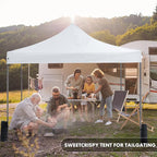 OLIXIS 10x10 Ft Pop Up Canopy Tent, Waterproof Portable Outdoor Shade Canopy with Sand Bags for Beach, Backyard Parties & Events, Pure White