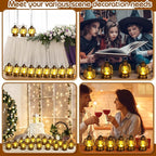 Ferraycle 48 Pcs Mini Lantern Decor 4 Inch Western Lantern Table Centerpiece Small Vintage Camping Hanging Lamp Ornaments Bulk for Cowboy Cowgirl Wedding Halloween Christmas (4 Inch,Retro Gold)
