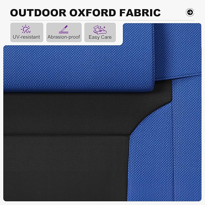 PURPLE LEAF Extra Wide Outdoor Reclining Chair Set of 2 Patio Zero Gravity Chaise Lounge Folding Chair with Quilted Cushion Adjustable Headrest for Lawn Camping Beach Pool Navy Blue and Black