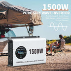 1500W Pure Sine Wave Power Inverter with Peak 3000W,12V to 120V AC Converter, Wireless Remote, 4 AC Outlets, 2 USB Ports and Type-C for RV, Solar Off-Grid