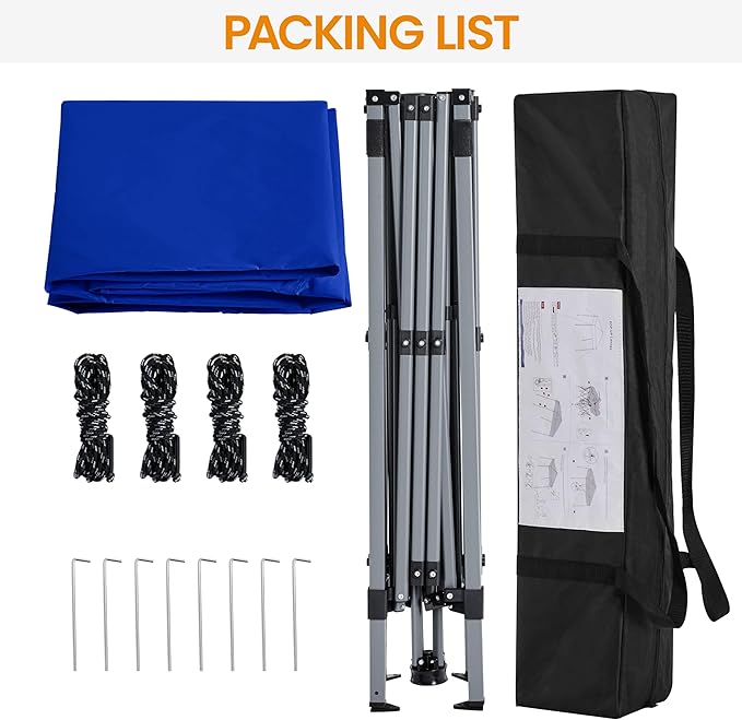 Yaheetech Instant Canopy Tent, 10x10 Slant Leg Easy Outdoor Pop up Canopy, Folding Portable Gazebo Instant Shelter Tent with Backpack for Garden/Camping/Party, 10x10 Base 8x8 Top, Blue