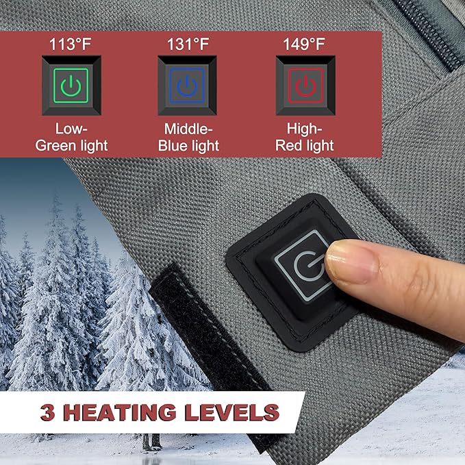 Heated Sleeping Bag Pad, Heated Sleeping Bag Liner, 3 Heating Zones,Heated Sleeping Bag Insert for Camping、Sofa、Chair