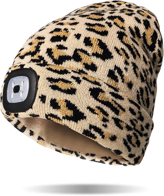 Classic Rechargeable LED Warm Knit Beanie Head Light Hat Headlamp for Outdoor Activities