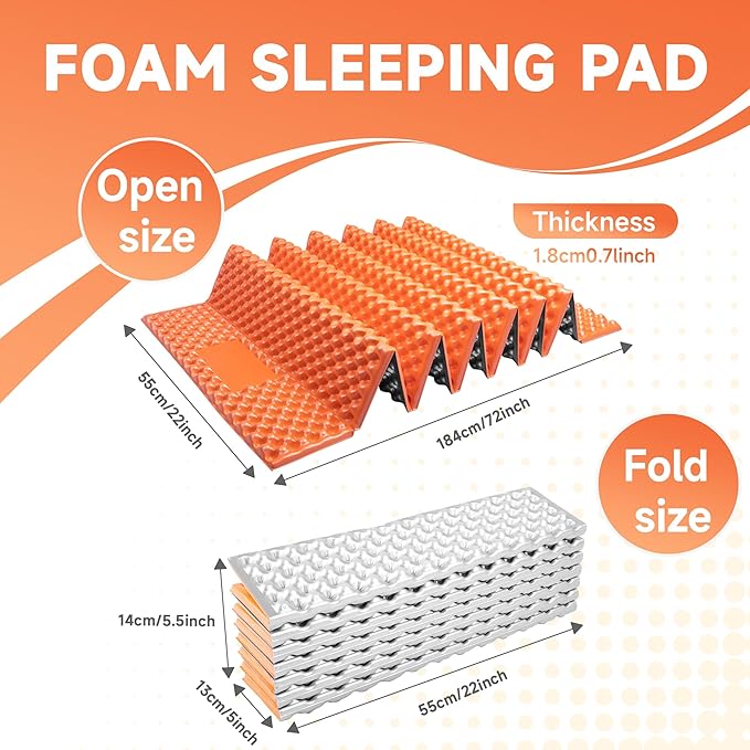 Ultralight Closed Cell Foam Sleeping Pad for Hiking,Moisture-Proof Folding Sleeping Pad Backpacking,Sleeping Mat for Camping,Car Camping Mats
