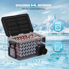 Kndko 12 Volt Car Refrigerator, 68 Quart (64L) Dual Zone Electric Cooler, Fast Cooling Portable Fridge 12V/24V DC 100-240V AC, -4℉~68℉, 12v cooler with Wheels & 2 Baskets for Camping, Road Trip, Truck