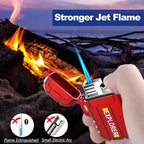 Waterproof Butane Torch Lighter Refillable Windproof Jet Flame Lighters for Fireplace Fireworks Grill Camping BBQ Lighter Gift for Man,2 Pack. (Black+Red)(Without Butane)