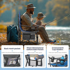 ALPHA CAMP Oversized Camping Folding Chair - Heavy Duty Steel Frame Support 350 LBS, Collapsible Padded Arm With Cup Holder, Quad Lumbar Back, Portable for Outdoor/Indoor