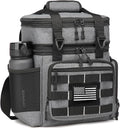 Tactical Lunch Box for Men - Large Expandable Insulated Lunch Bag, Double Deck Cooler Bag Mens Lunchbox for Work, Camping, Beach, Picnic, Hiking & Outdoor Shifts, 16L, Black+Gray