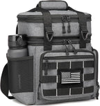 Tactical Lunch Box for Men - 25L Large Insulated Lunch Bag Cooler Bag, Expandable Double Deck Soft Mens Lunchbox for Work, Camping, Picnic, Hiking, Beach Trip, Outdoor & Travel, Gray