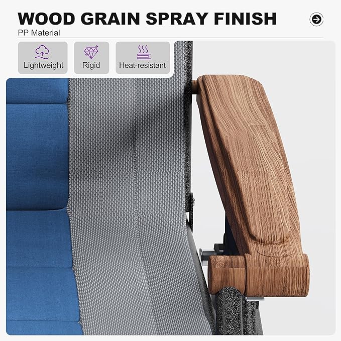 PURPLE LEAF Oversized Outdoor Reclining Chair Set of 2 Patio Zero Gravity Chaise Lounge Folding Chair with Quilted Cushion Adjustable Headrest for Lawn Camping Beach Pool Grey and Navy Blue