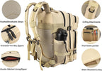 LHI Military Tactical Backpack for Men and Women 45L Army 3 Days Assault Pack Bag Large Rucksack with Molle System - Cream