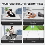 Treaton, 4-Inch Tri-Folding Gel Memory Foam Portable Floor Mattress | Breathable Mesh, Ultra Soft, Cot Pad, Removable and Washable Cover, Comfortable Support, Therapeutic Qualities, 31-Inch, White
