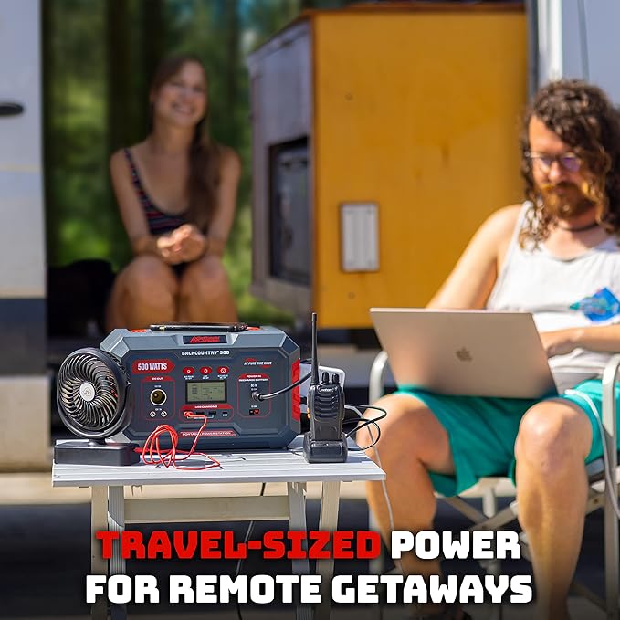 GoSports Outdoors Backcountry 500W Portable Power Station - Solar Generator Lithium Backup Battery with 2 110V/500W AC Power Outlets, USB, Wireless Charging for Outdoor Camping and Indoor Home Use