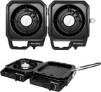 Flame King CampactCooker, Dual Burner Propane Camping Stove with Detachable Grill, Portable Foldable Cooking Stove 12,000 BTU, for Camping, Patio, Emergency, Hiking (Black)