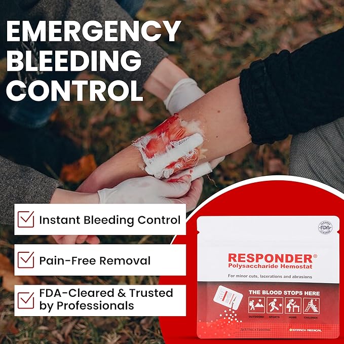 Responder First Aid Powder- FDA Cleared for Wound Care,Plant-Based,Instantly Stops Bleeding for Cuts, Scrapes and Survival Equipment