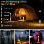 Camping Lights Rechargeable, Detachable Camping Lantern with Stand, Telescopic Waterproof Camp Lamp, Magnetic Work Hanging Light, LED Tent Flashlights for Emergency (Rose Gold)