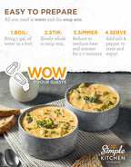 Simple Kitchen Broccoli Cheese Soup Mix - 17 Servings for Meal Prep, Vegetarian, Gluten Free & Freeze Dried Broccoli Cheddar Soup, Canned Food for Camping Meals & Hiking, Survival Kit, Pack of 4