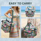Soft Cooler Bag Floral 40 Cans, Collapsible Insulated Large Lunch Bag for Women, Portable Storage for Camping Travel Picnic BBQ Beach