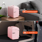 Mini Fridge, 4 Liter/6 Can Mini Makeup Fridge, 110V AC/ 12V DC Portable Thermoelectric Cooler&Warmer for Skincare, Drink, Cosmetic, Medicine, Small fridge for Bedroom, Office, Dorm, Car, Pink