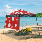 EAGLE PEAK 8x8 Pop Up Canopy Tent with Sidewall, Compact, Portable Slant Leg Instant Sun Shelter for Beach, Sports, & Camping, 8x8 Base 6x6 Top, Red Mushroom