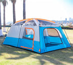 KTT Extra Large Tent 10-12-14 Person(Style-B),Family Cabin Tents,2 Rooms,3 Doors and 3 Windows with Mesh,Straight Wall,Waterproof,Double Layer,Big Tent for Outdoor,Picnic,Camping,Family Gathering