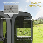 Outsunny 11 x 11ft Pop Up Screen Tent, Portable Camping Gazebo Canopy Screen House with UPF50+ Oxford Cloth and Carry Bag for Patio, Backyard, Deck and Outdoor Activities