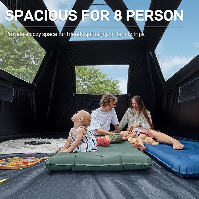 EVER ADVANCED 10 Person Camping Blackout Design Tent, Multi Room Tent for Family, Large Tents with Rainfly and Carry Bag, 2 Doors, Water-Resistant, 14ft x 10ft x 84in