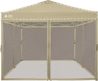 CROWN SHADES Gazebo Mosquito Net for 10 x 10 Pop Up Canopy - Patio Gazebo Mesh Sidewall with Zipper for Outdoor Tent, Garden and Backyard (4 Packs,Khaki)