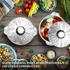 Disposable Aluminum Pot with Lid Round Foil Pans Disposable Cookware Food Container for Vacation Trips Camping Baking Heating Cooking(12 Pcs,33.8, 67.6, 121.7 oz)