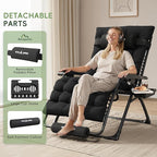 Amopatio Oversized Zero Gravity Chair, 33''W Reclining Camping Lounge Chair Upgraded Lock and Footrest, Cup Holder, Removable Cushion & Headrest Folding Patio Recliner for Indoor Outdoor