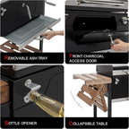 Royal Gourmet CD1824M 24-Inch Charcoal Grill, BBQ Smoker with Handle and Folding Table, Perfect for Outdoor Patio, Garden and Backyard Grilling, Black, Medium