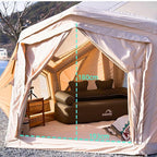 Coody Inflatable Canvas Camping Tents with Stove Jack – Premium Air Beam Family Glamping Tent, Breathable Cotton Canvas, Fast Setup Air Tent with Pump