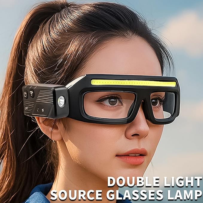 LED Headlight Glasses Rechargeable Headlight Glasses with Motion Sensor & Touch Control, Adjustable Safety Eyewear
