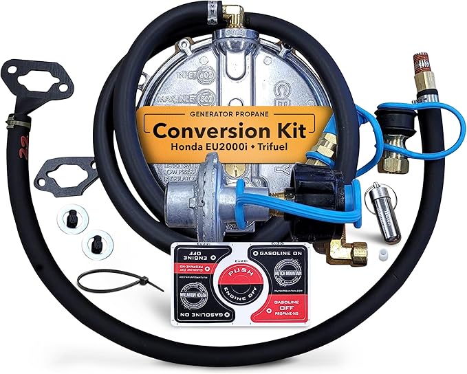 Hutch Mountain Generator Propane Conversion Kit Honda EU2000i - Tri-Fuel Conversion for Propane, Gasoline & Natural Gas - Portable Generator Backup Kit for Home Emergencies, Camping, and RVs