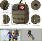 Survival Kit, 32 in 1 Professional Emergency Survival Gear Equipment Tools First Aid Supplies with Molle Pouch Gifts Ideas for Men Families SOS Tactical Hiking Hunting Disaster (Green)