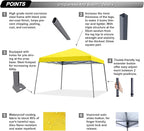 ABCCANOPY Stable Pop up Outdoor Canopy Tent 10 x 10 ft Base / 8 x 8 ft Top, Yellow