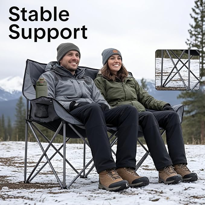 Camping Loveseat for Couples, Friends & Families, Double Camping Chair, Foldable Two Person Camping Chair for Campfire Nights, Tailgating Fun, Beach Escapes, RV Road Trips & Cozy Backyard Comfort