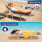 LILYPELLE Tanning Chair with Face Hole, Heavy Duty Outside Lounge Chair with Mattress, Folding Outdoor Face Down Tanning Chairs Arm Hole for Beach Poolside Patio Sunbathing Lawn Camping
