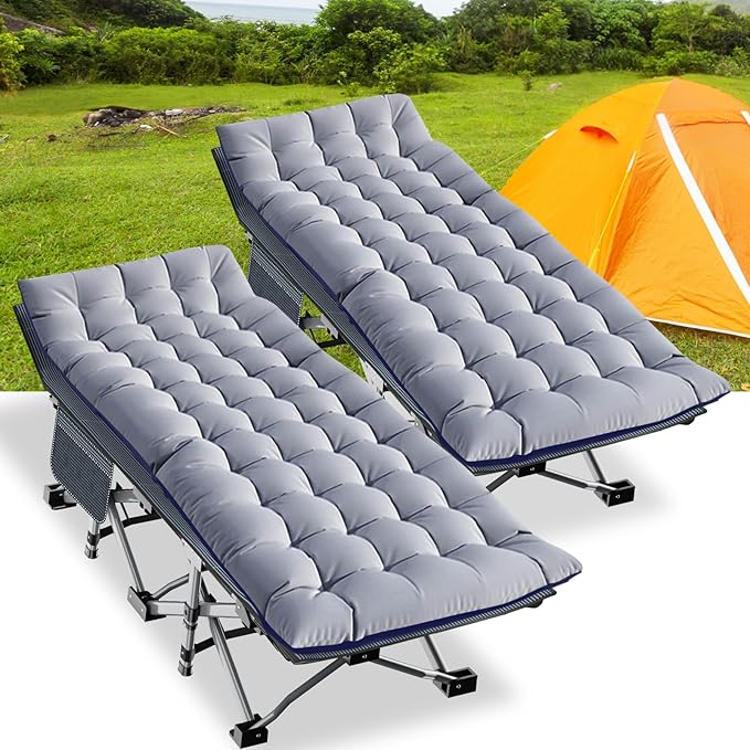 NAIZEA Oversized XXL Folding Camping Cot for Adults, Heavy Duty Outdoor Bed with Carry Bag, Portable Sleeping Bed for Outdoor Travel Camp Beach Vacation