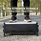 IRONMAX Portable Folding Hibachi Grill, Heavy Duty Charcoal & Wood-Burning Campfire Grill for Outdoor Cooking, Camping Yakitori, Patio & Backyard - 16" x 7.5" x 6.5"
