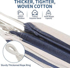 Double Hammock with Steel Stand - 2 Person Hammock Bed Indoor Outdoor, Brazilian-Style, with Carry Bag, 450lb Capacity, Portable & Easy Assembly, Blue&White